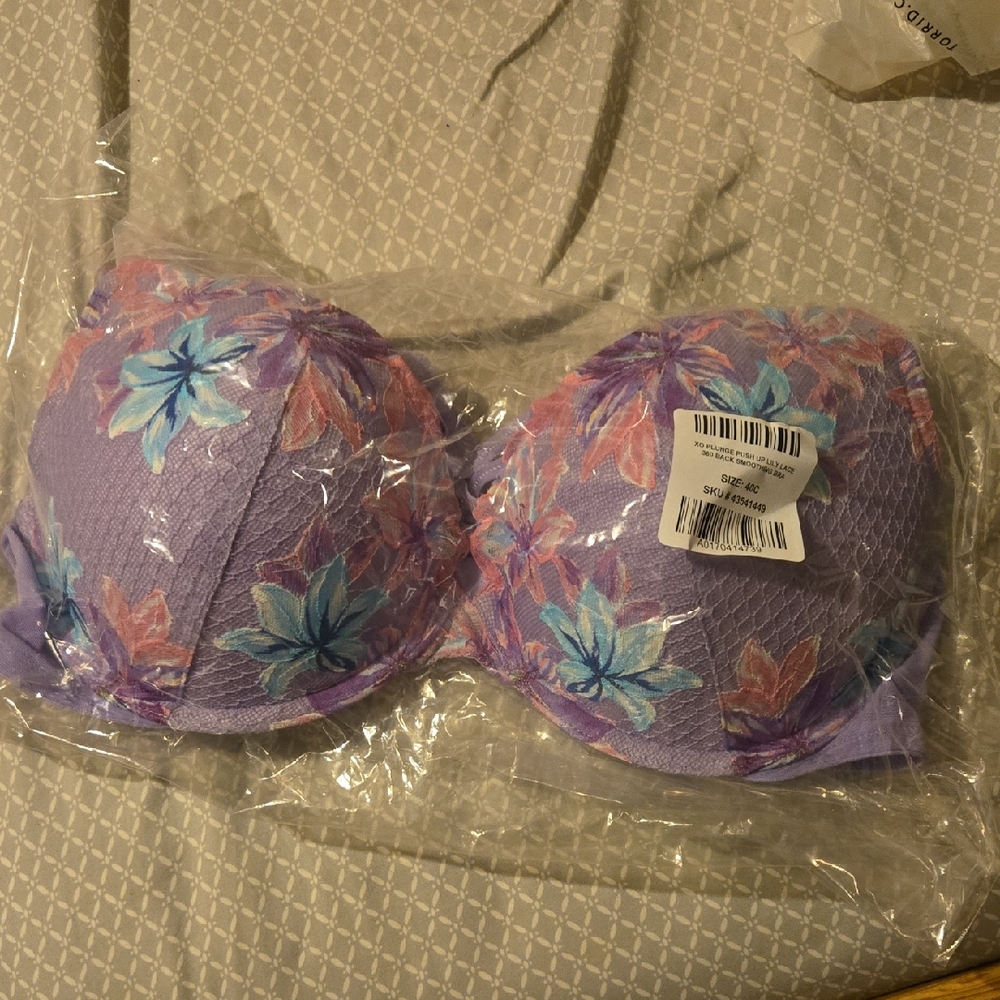 Torrid Lavender Bra with Floral Accents
